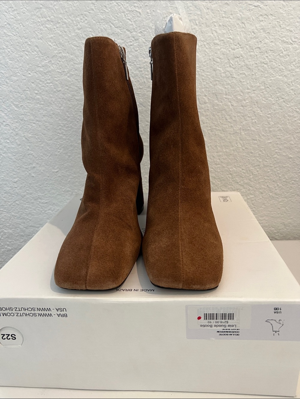 Schultz Brown Suede Square-Toe Booties